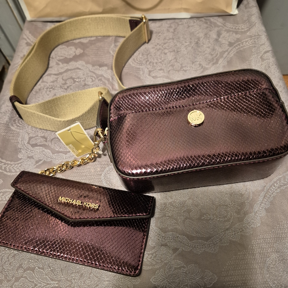 Michael Kors 2in1 Metallic Brown Camera Crossbody Bag - Picture 2 of 7